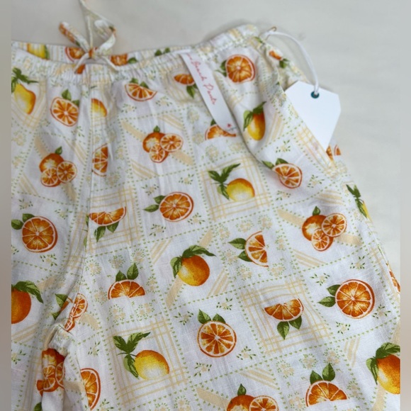Angel Kiss Linen Beach Pants Oranges Print Summer Multicolor Size L WithPocket - Picture 9 of 9
